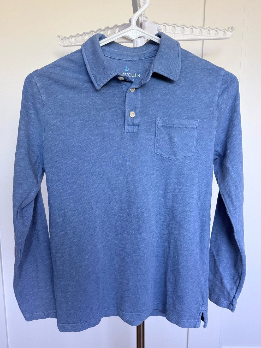 Crewcuts Boy Long-Sleeve Polo Shirt in Denim Blue